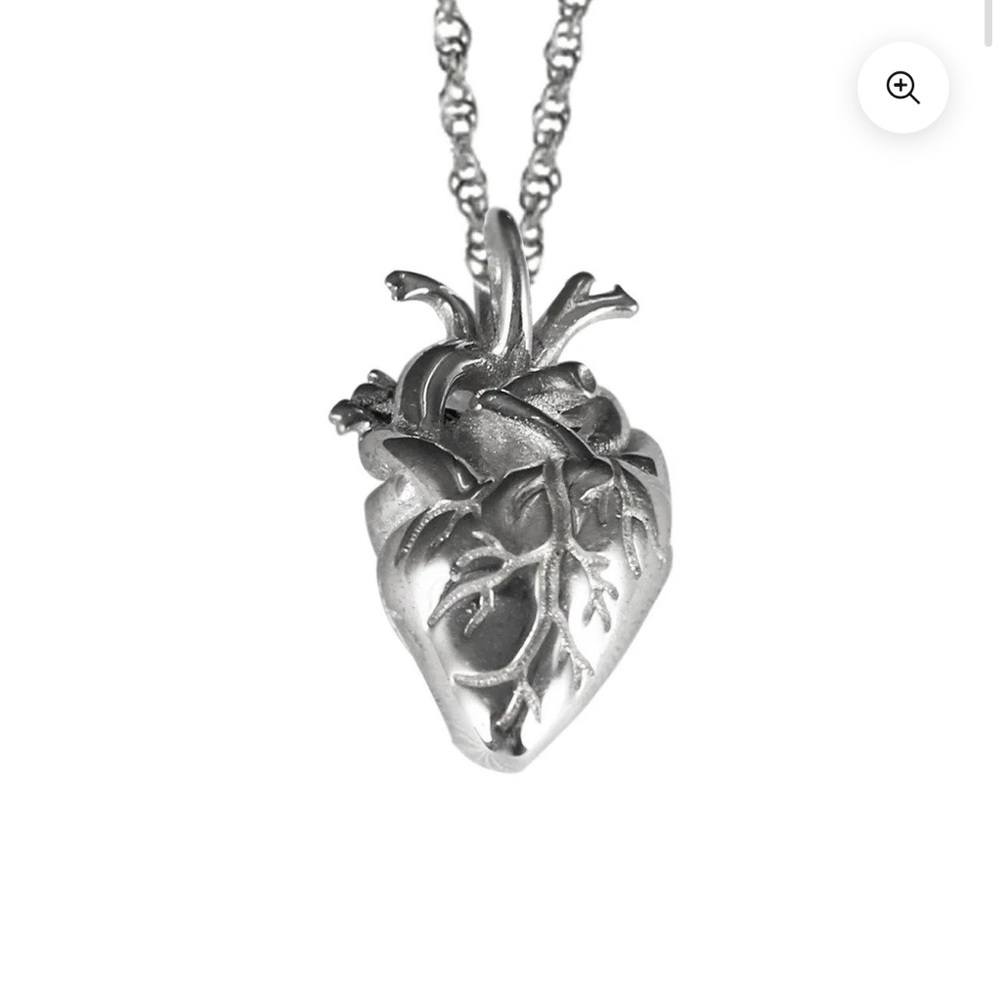 VeraMeat Silver Anatomical Heart Pendant Necklace
